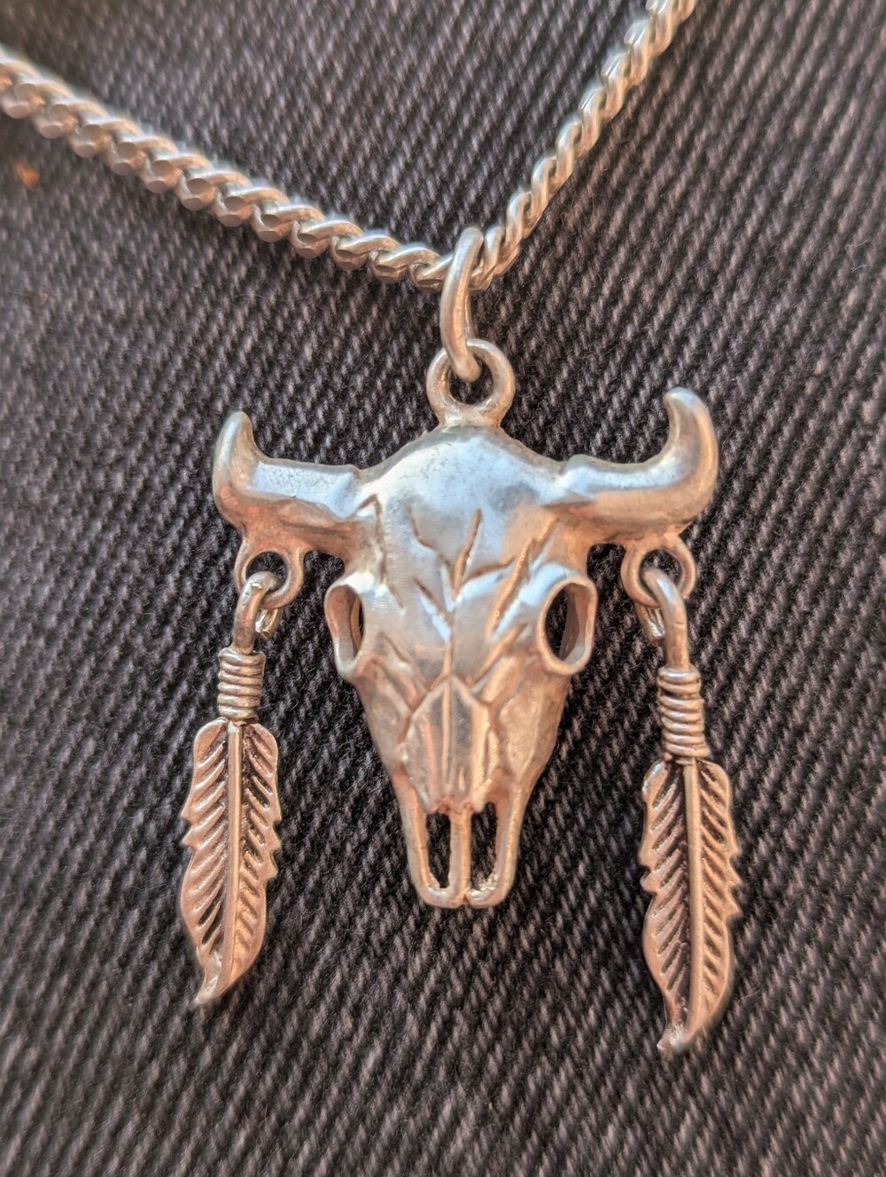 Bull Skull Necklace Solid Silver